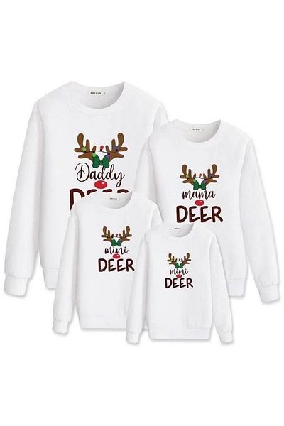 Minigimin Cicileri Combinație de familie de Anul Nou - Tricou de transpirație pentru copilul meu cu imprimeu de cerb (VÂNZARE UNICĂ)