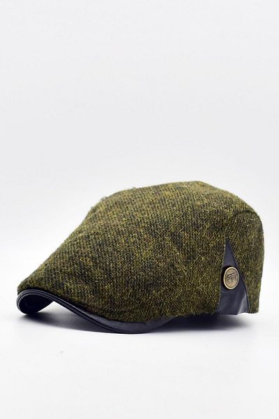 Külah Khaki Men's Sports Cap - Wool, Textured Leather and Accessories