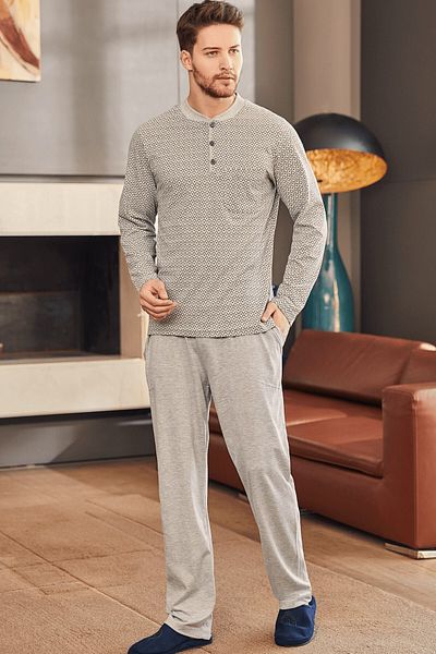 Mecit Pijama Ανδρικό σετ πιτζάμες Mecit 2759 Grey Plus Size