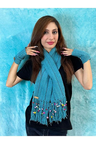 Gönülden Tasarım Set de 2 eșarfe pentru gât și accesorii pentru mănuși fără degete