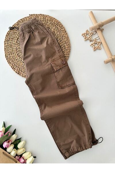 Minigimin Cicileri Дівчачі лляні штани - з кишенями та рюшами, коричневі