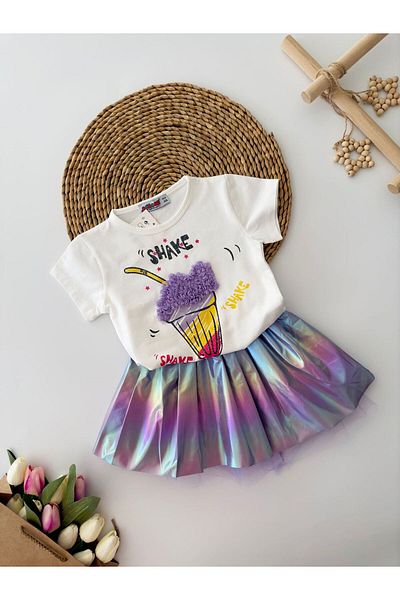 Minigimin Cicileri Lilac Hologram Girl's 2-Piece Set - Shake Printed