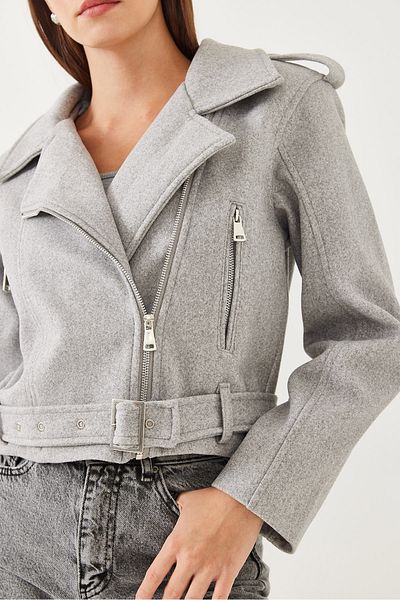 Bianco Lucci Gefütterte Damen-Kurzjacke mit Gürtel 60451001