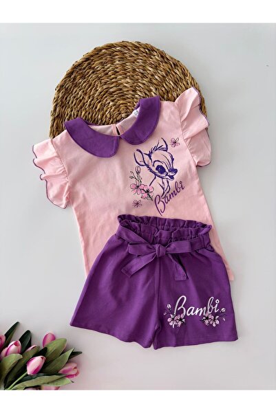 Minigimin Cicileri Set de vară pentru fetiță cu model Bambi - violet