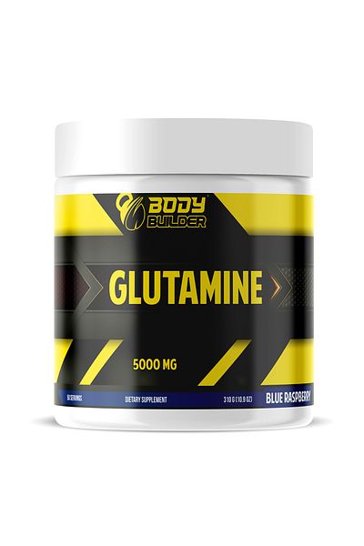 Body Builder Glutamine 5000 Mg, Blue Raspberry, 50 Servings, Pure L-glutamine Powder, Supports Muscle Recovery