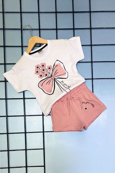 Minigimin Cicileri Σετ σορτς για κορίτσια με floral print - πούδρα