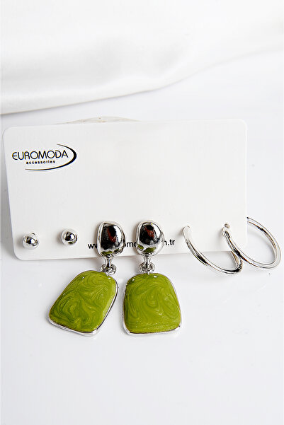 twingold Sedefli Mineli Özel Tasarımlı Vidalı Küpe