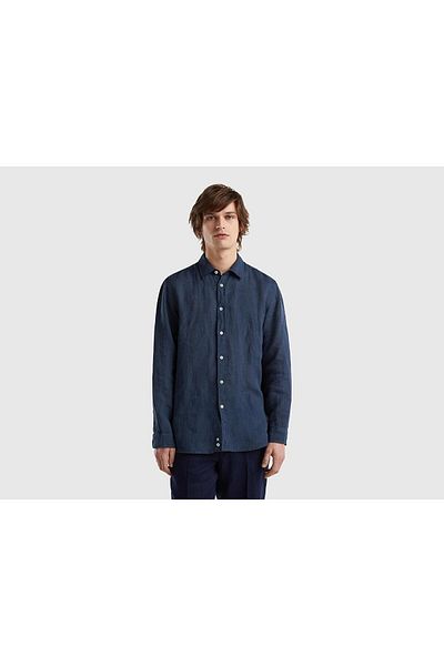 United Colors of Benetton Men's Linen Shirt 5Bku5Qjg8
