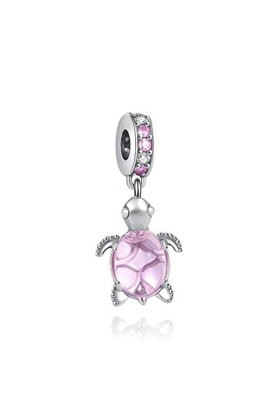 Defne Silver Pembe Kaplumbağa Charm