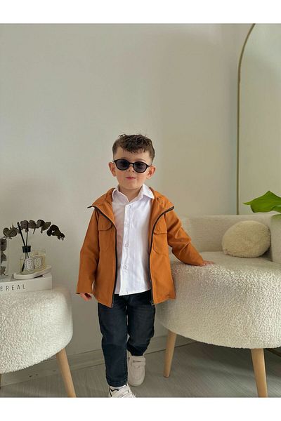 Minigimin Cicileri Комплект от 3 дънки за момче My Little Ones с тренчкот и качулка - цвят канела