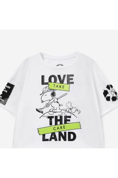 Minigimin Cicileri Унисекс тениска с широк шарка и щампован мотив „Love the land“