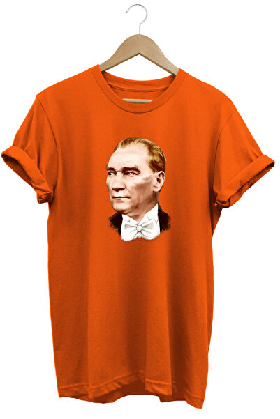 The Baski Portret Ataturka 29. oktobar Štampano 100% pamuk Premium narandžast...