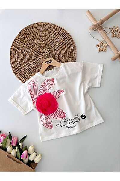 Minigimin Cicileri Tricou alb din bumbac 3D - Micuțul meu cu imprimeu trandaf...