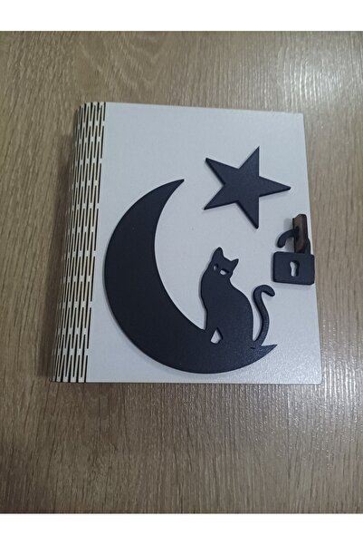 Şirin Lazer AY ÜSTÜNDE KEDİ KİTAP ŞEKLİNDE HEDİYELİK PARA KUTUSU KUMBARA