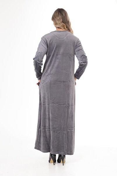 mervemoda Women's Long Sleeve Velvet Dress