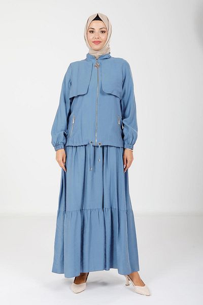 Beyza Μπουφάν Indigo Clothes - Με λάστιχο μανίκι και φερμουάρ 9102