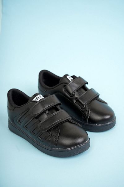 Jomoti Plain Black Striped Children's Sports Shoes