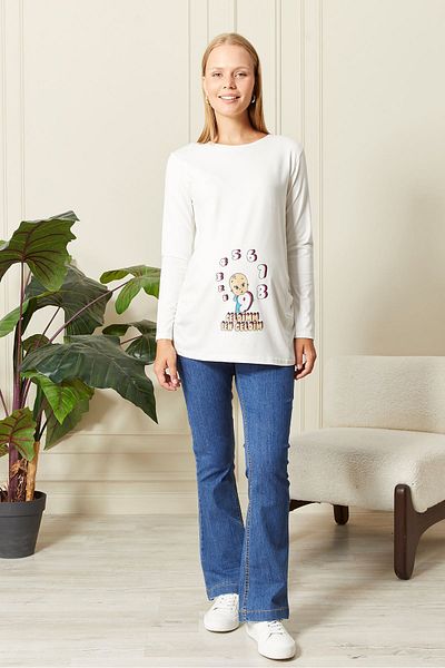 epaavm Long Sleeve Printed Maternity T-Shirt
