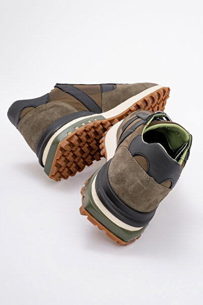 MARCOMEN Ανδρικό Comfort Sneaker - Χοντρή σόλα, κορδόνια, γνήσιο δέρμα Mc 20354 Khaki