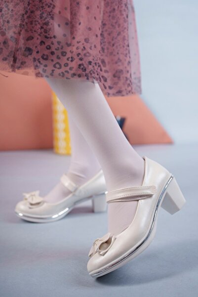 Jomoti Topuklu Fiyonklu Sedef Cilt Kız Çocuk Ayakkabı