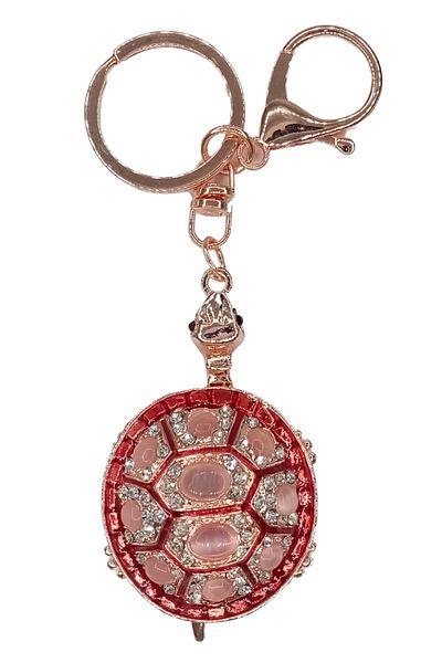 Dünyadan Hediyeler Red Turtle Keychain with Crystal Stones No.1