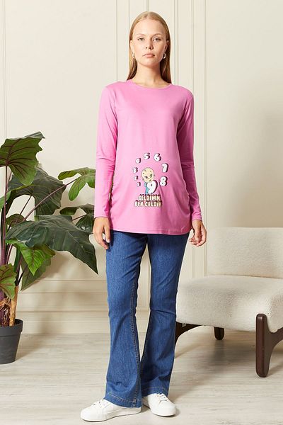 epaavm Long Sleeve Printed Maternity T-Shirt