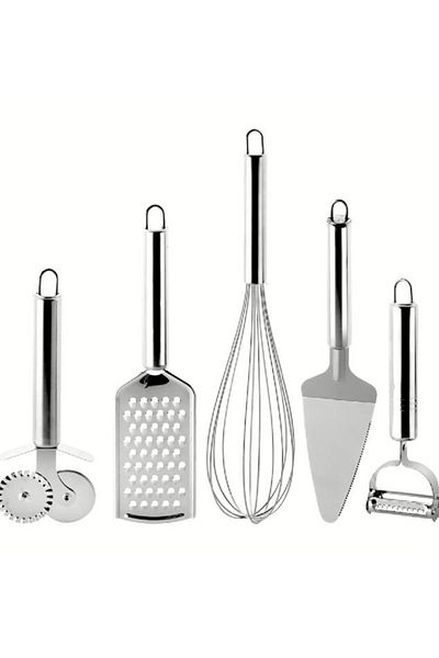usin Steel Spatula + Grater + Beater + Fruit Vegetable Peeler + Dough Cutter Set of 5 Kitchen Set