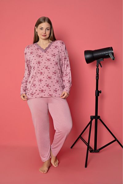 CALİA Women's Bamboo Large Long Sleeve Pajama Set New Season