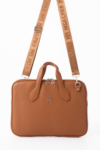 H&D COLLECTİON Μαλακή δερμάτινη θήκη για χαρτιά και φορητό υπολογιστή 14-15 ιντσών - με ιμάντα στήλης 631