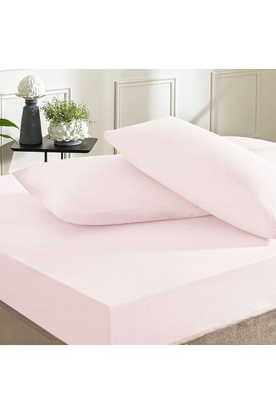 Taç Ranforce Cotton Elastic Double Sheet Set - Powder