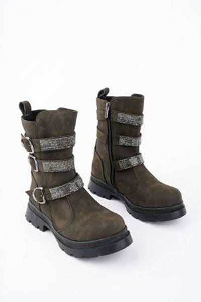 Jomoti Önü Taşlı Haki Kız Çocuk Bot