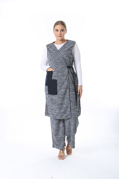 XL Modam Σετ Γυναικείο Γιλέκο και Παντελόνι Plus Size - Selik Fabric