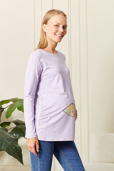 epaavm Long Sleeve Printed Maternity T-Shirt