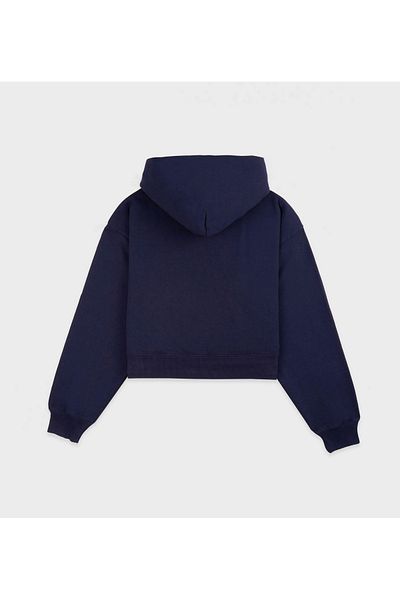 Ginevra Women's Cherry Printed Hooded Crop Fleece Oversize Sweatshirt