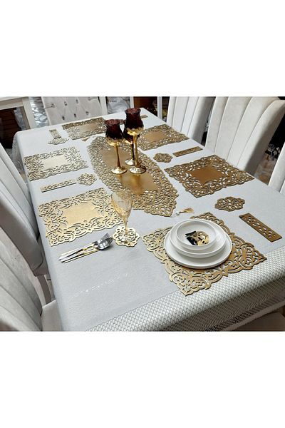 SEHARA 100x33cm Faux Leather Runner - 6 κουτάλια, 6 μαξιλαράκια, 19 τεμάχια