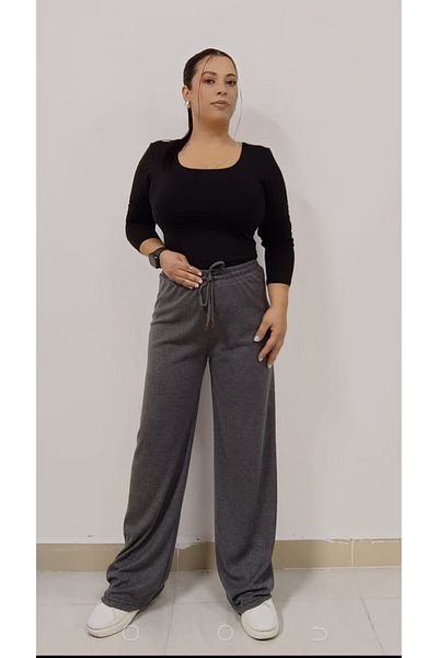 AKŞEN GİYİM Plus Size Bollama Ribbed Knitwear Camisole Fabric Hijab Trousers Suitable for Four Seasons