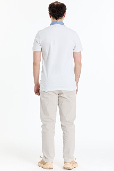 Kyron Tricou pentru bărbați, 100% bumbac, cu gât polo - alb