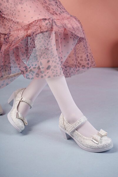 Jomoti Topuklu Gri Sarmaşık Kız Çocuk Ayakkabı