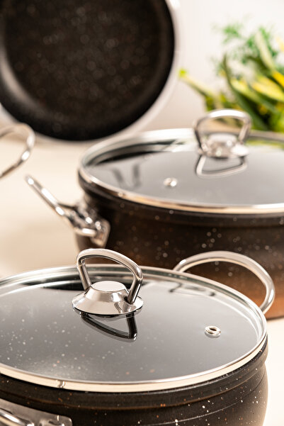 Skygo 7-Piece Black Granite Pot Set - Elegant Design and Durable Solutions