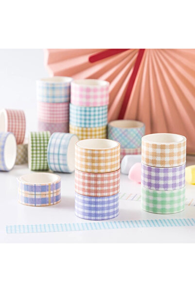 Art Tone Desenli Soft 4 Adet Set Washi Tape Dekoratif Tasarımlı Bant 3cm x 2m...