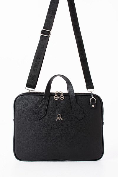 H&D COLLECTİON حقيبة كمبيوتر محمول وحقيبة كمبيوتر محمول من الجلد الناعم مقاس 14-15 بوصة - حزام عمودي 631