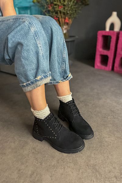 SHOEBELLAS Γυναικείες μπότες Meando Black Suede Design