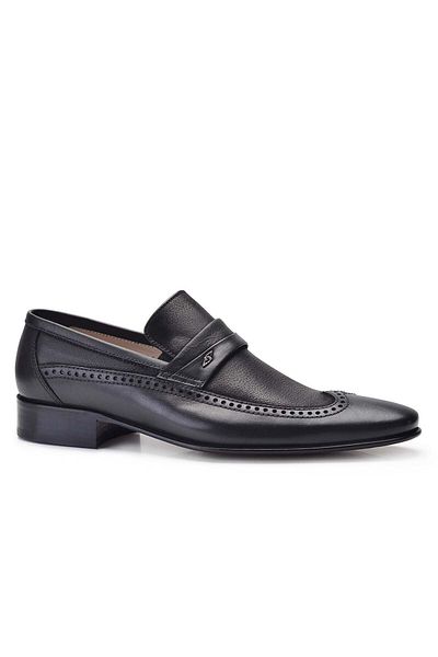 Nevzat Onay Black Classic Loafer Leather Men's Shoes -6967-