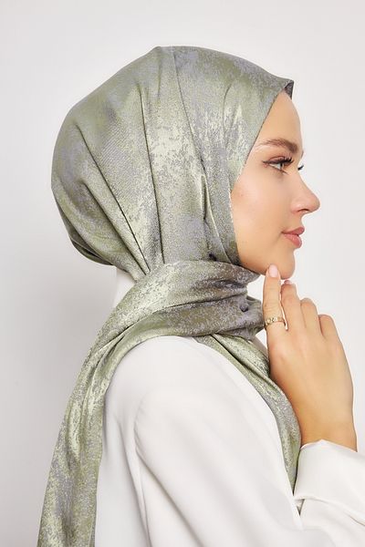 Scarf Gi Shine Jacquard Shawl - Σχέδιο Mint-Grey