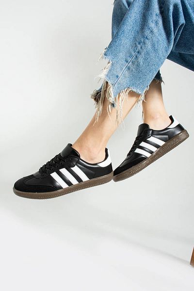 Scarpebutik Prohyper Black-White Unisex Striped Flat Sole Lace-Up Comfortable Sports Sneaker Shoes