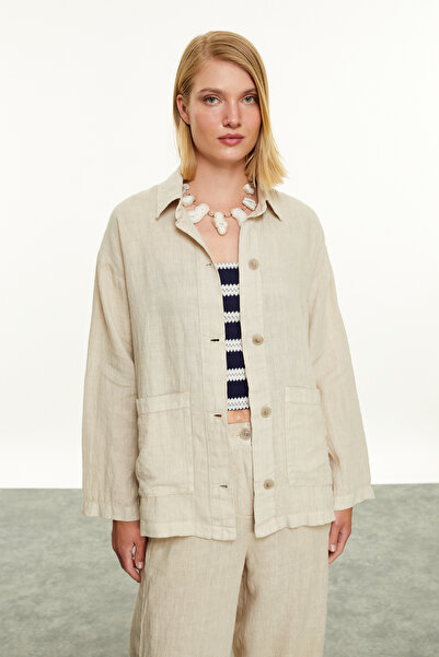 Mudo Oversized Linen Jacket with Pockets