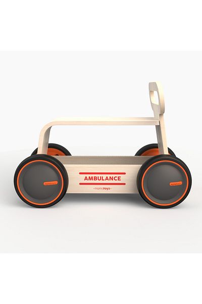 MAMATOYZ Masinuta ride-on din lemn, MamaToyz , Ambulanta