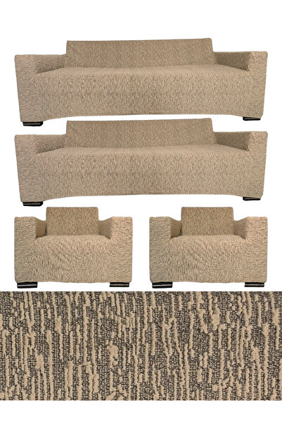 Home غطاء مقعد من القماش المرن بنمط شريط الجاكار 3 3 1 1 غطاء أريكة مرن (4 قطعة)