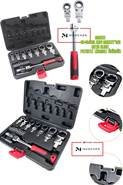 münchen MÜNCHEN 20 Parça Sökülebilir Hareketli Kafa Mafsallı Cırcırlı Anahtar Kutusu