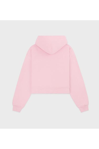 Ginevra Women's Red Ribbon Printed Hooded Crop Fleece Oversize Sweatshirt